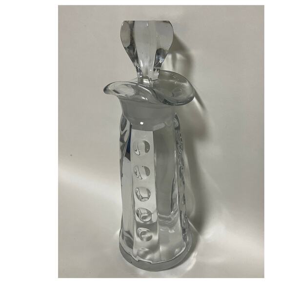 VTG Cruet Decanter Oil Vinegar Dressing Stopper 8.75" Clear Glass Early 1900s - Picture 2 of 11